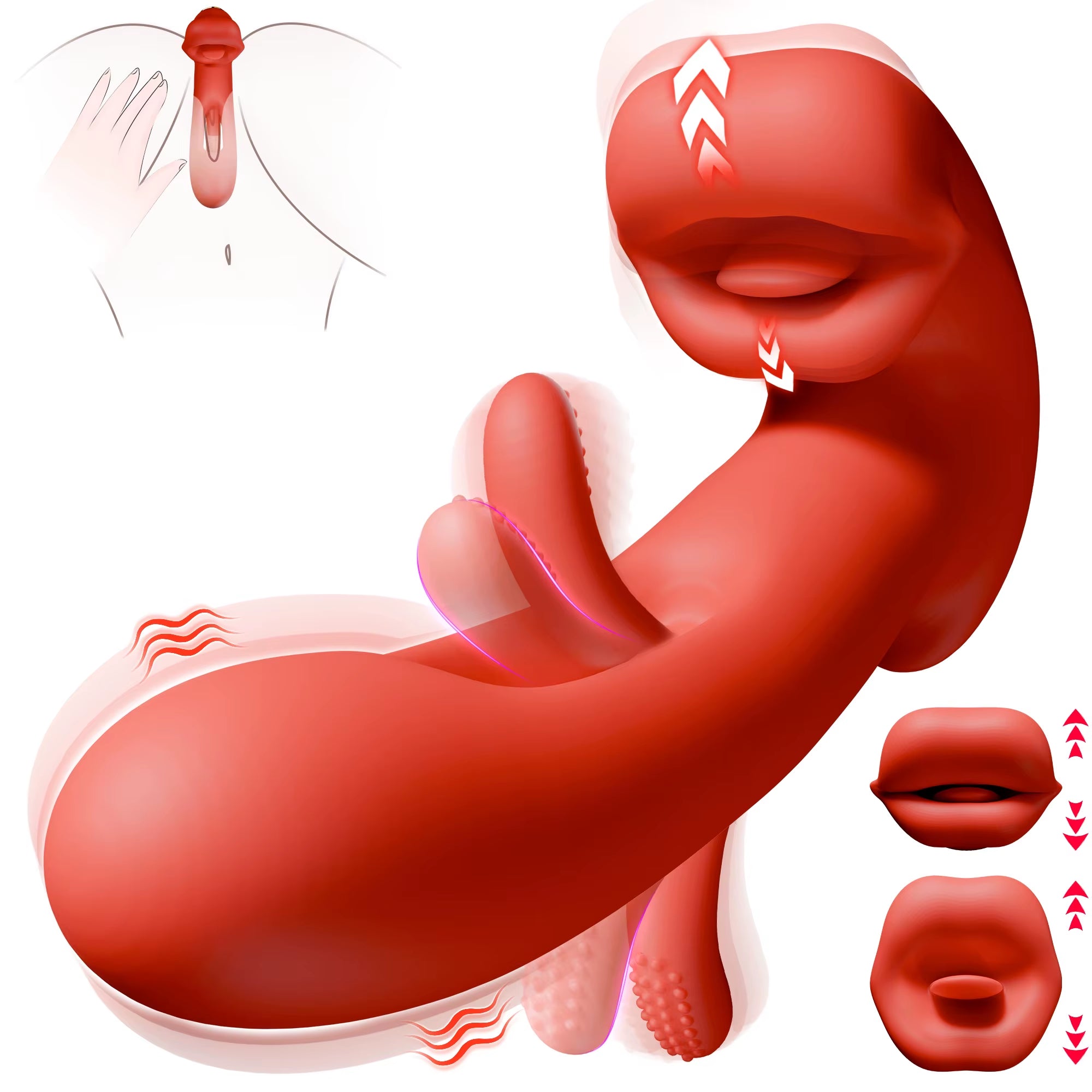 New 2 in 1 Realistic Lips Clitoris Vibrator for Woman Sex Toys with 7 Flapping , Vibrating and Licking Tongue Modes Masturbator