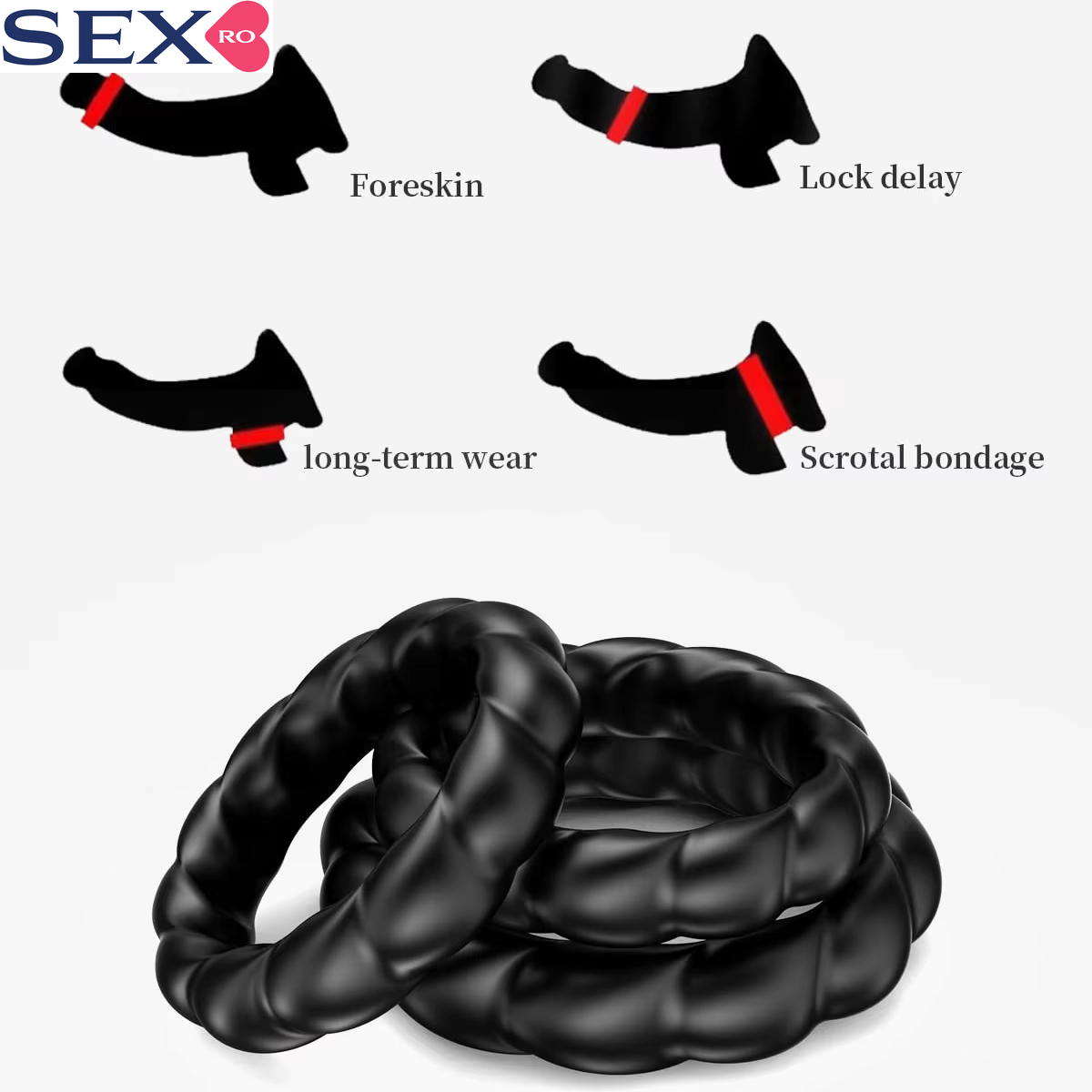 3 Pcs Cock Ring Delay Ejaculation Adult Toys for Men Dick Enlargement Silicone Penis Ring Sex Toys for Men Stronger Erection