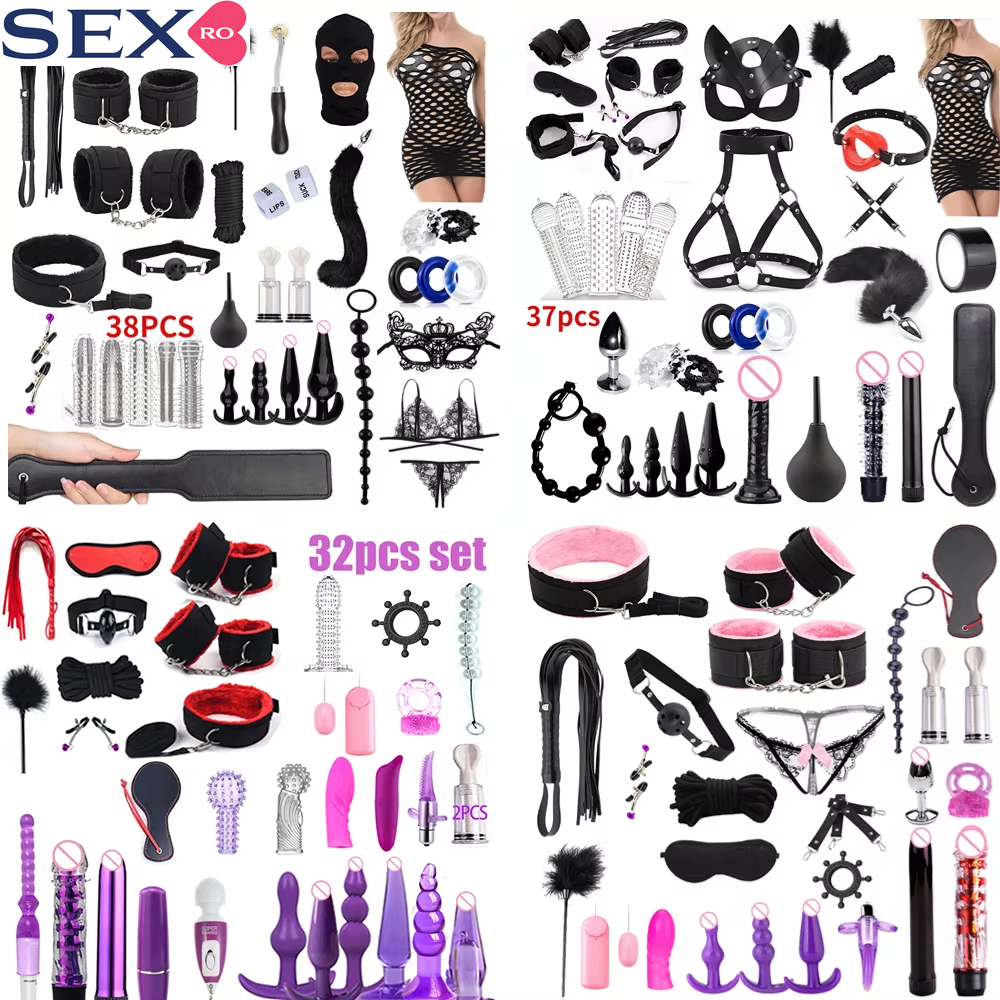 BDSM Sex Toy Vibrator Black Wolf Vibrator Handcuffs Whip Big Mouth Ball Tooth Nipple Pliers Anal Plug Tail Couple Sex Toy